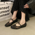 Women's Mesh Ballet Flats – Bow Embroidery Lightweight Shoes Women's Ballet Flats Axl black 39