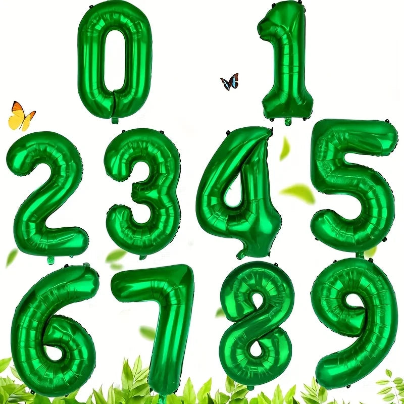 32-Inch Green Number Foil Balloon – Mylar Digit Party Decor Party Foil Balloon Axl