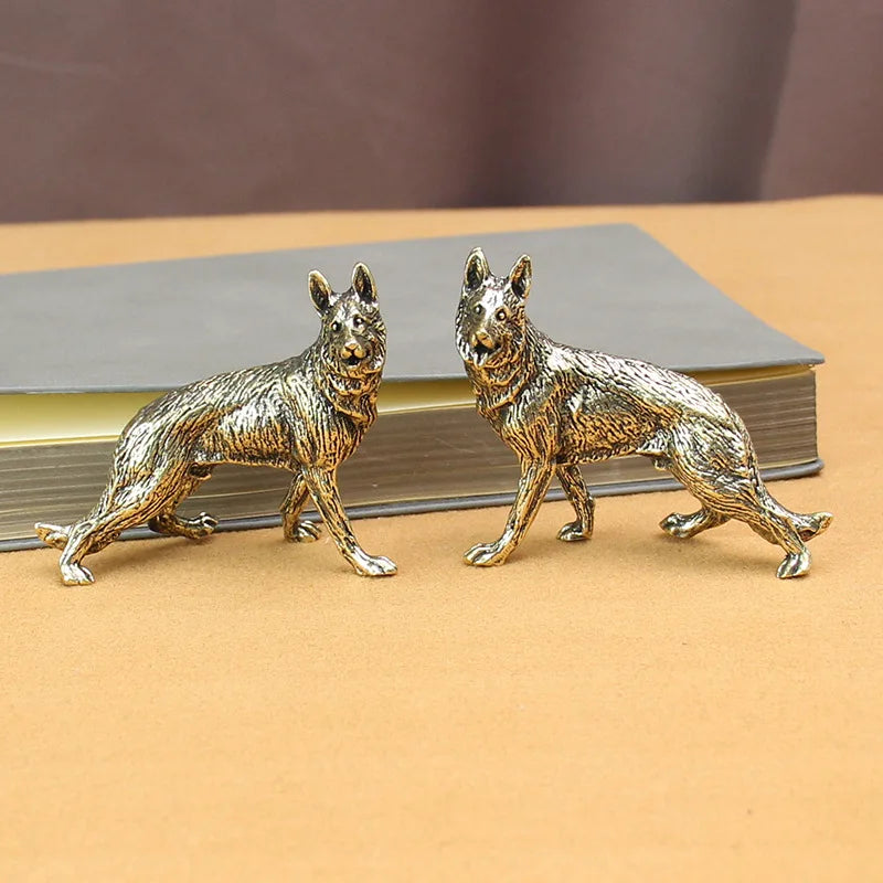Vintage Brass German Shepherd Dog Statue Miniature Figurine Brass Animal Figurine Axl