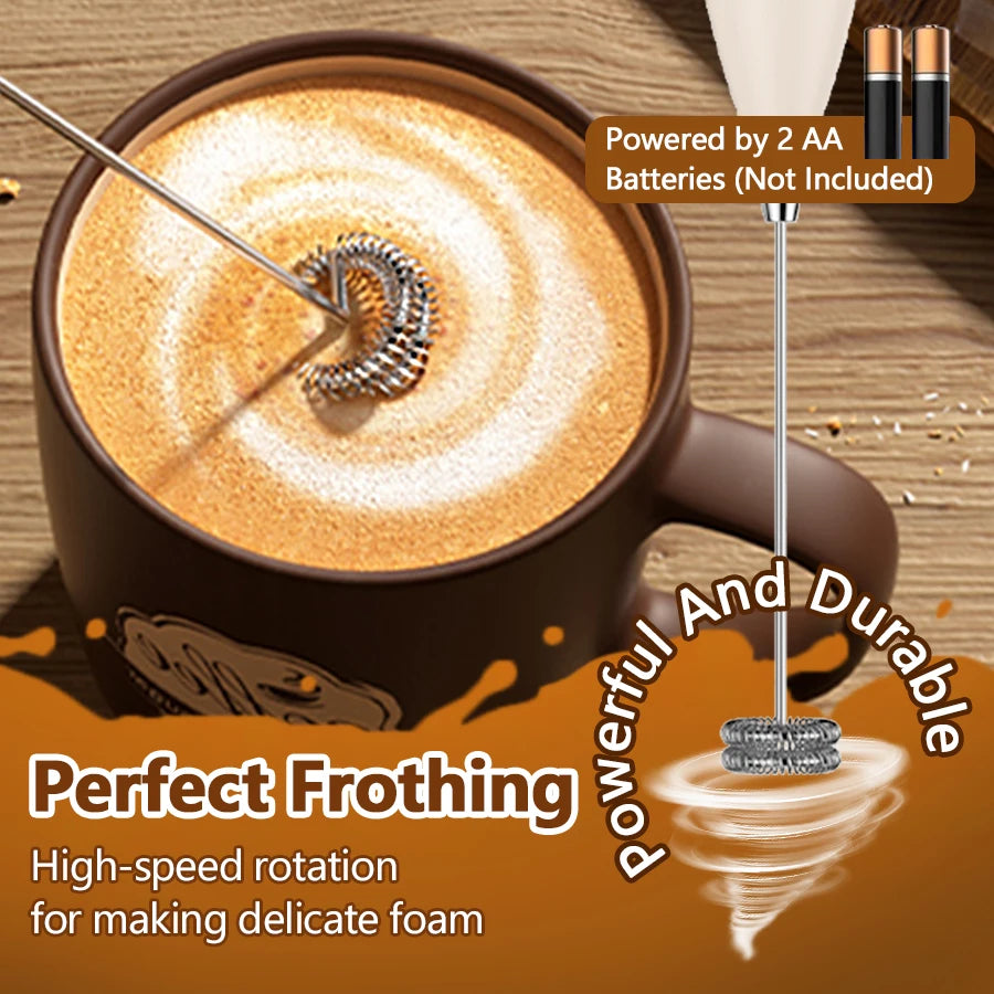 Handheld Milk Frother Mini Whisk – Latte, Matcha & Coffee Milk Frother Wand Axl