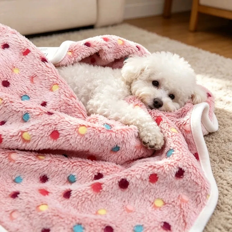 KEMORELA Fluffy Pet Blanket – Cozy Dot Mat for Cats & Dogs Pet Blanket Mat Axl
