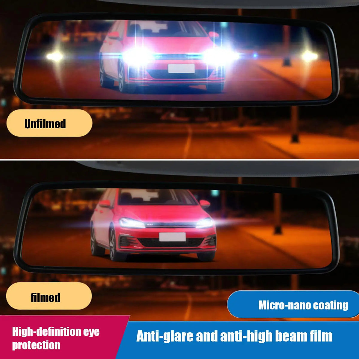 Car Rearview Mirror Anti-Glare Anti-Fog PET Film + Tool Mirror Protective Film Axl