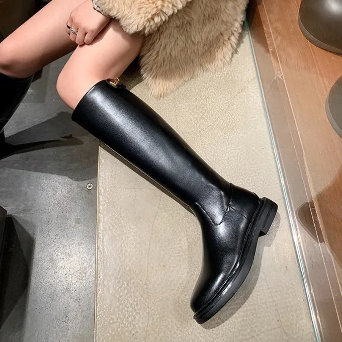 Women's Knee-High Knight Boots – Wedge Heel & Side Zip Knee-High Boots Axl