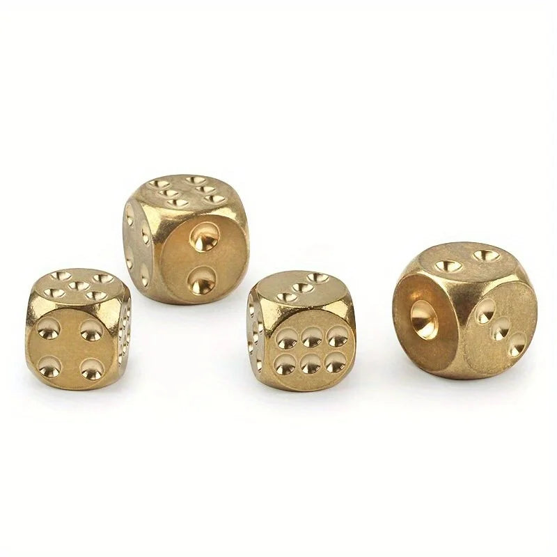 Solid Brass Dice Set 2pcs – 13mm & 15mm Copper Game Dice Brass Dice Set Axl