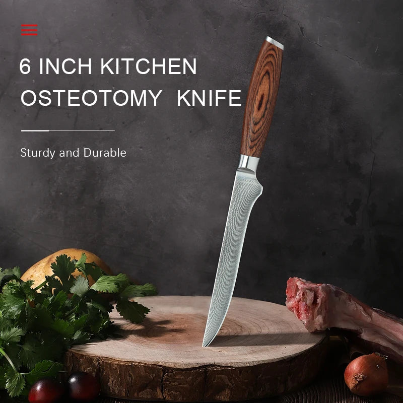 67-Layer Damascus Steel Kitchen Knife Set – Pakkawood Handle Damascus Kitchen Knife Axl