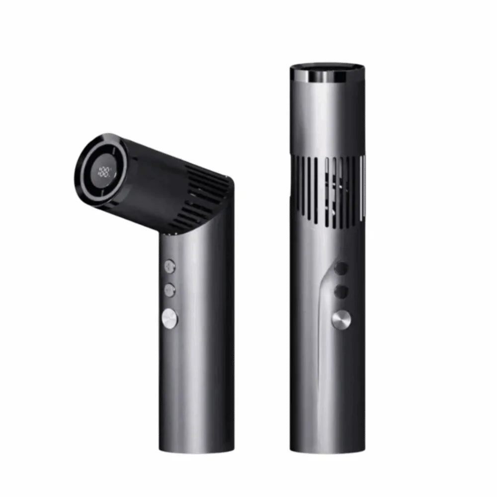 Portable Mini Folding Fan – USB Rechargeable, LED Display Handheld Folding Fan Axl Grey
