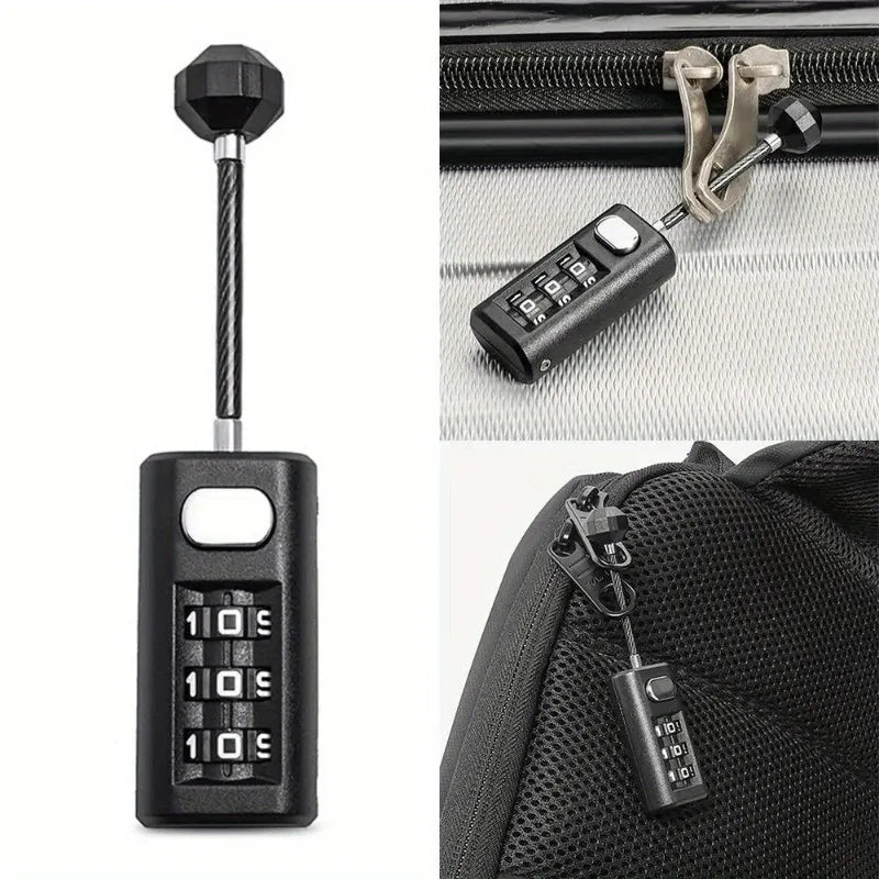 Mini 3-Digit Resettable Combination Padlock – Luggage & Backpack Combination Padlock Axl