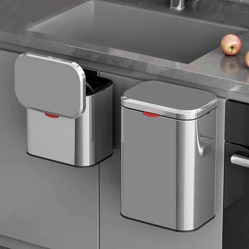 Wall Mounted Stainless Steel Trash Can with Lid – 8L Wall Mounted Trash Can Axl
