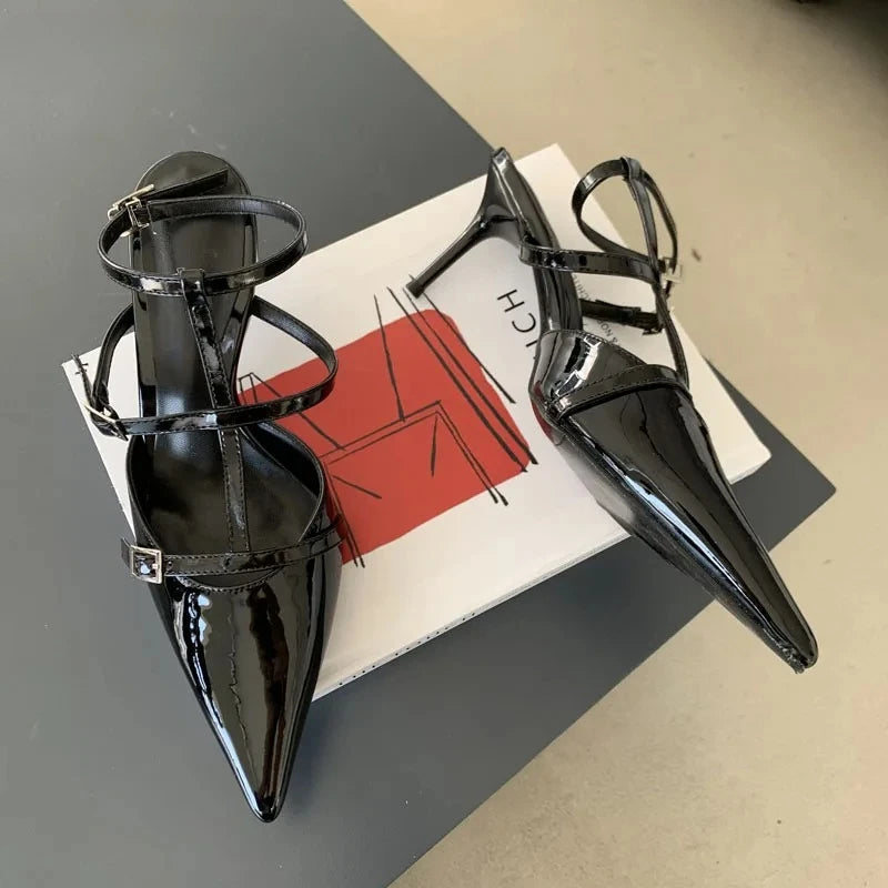 Women's Pointed Toe High Heel Pumps with Ankle Strap High Heel Pumps Axl