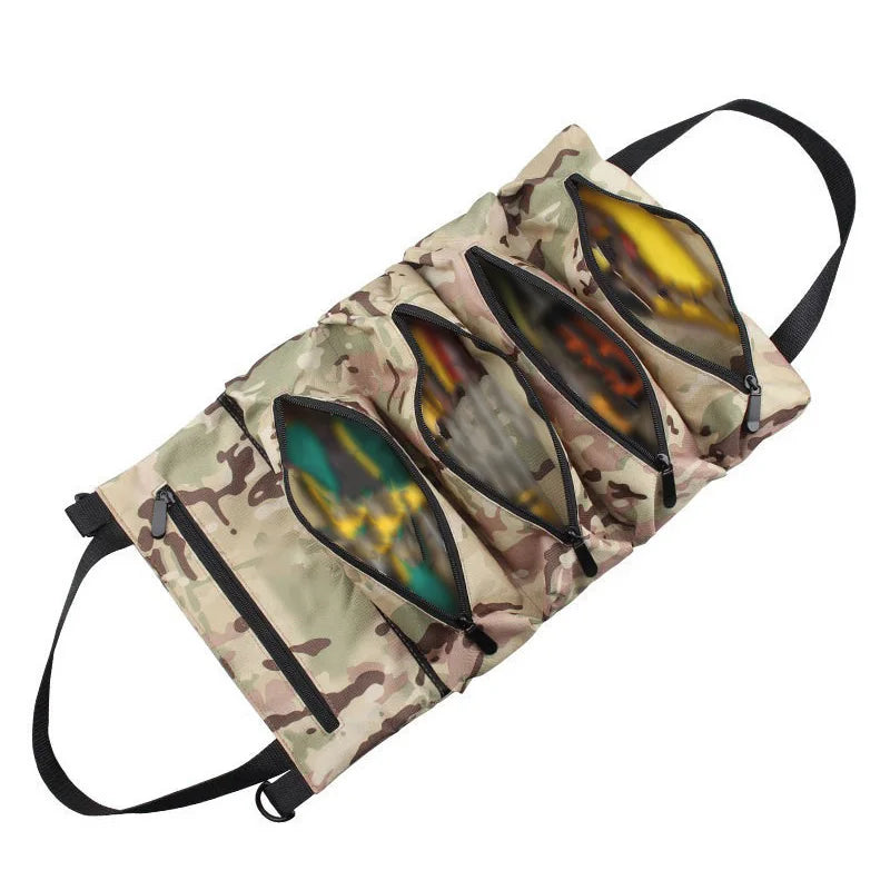 600D Oxford Roll-Up Tool Bag | 5-Pocket Portable Organizer Roll-Up Tool Bag Axl CP camouflage China Mainland