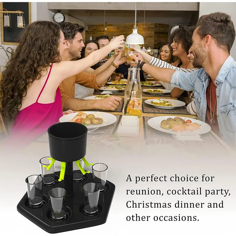 6-Way Shot Glass Dispenser with Holder | Party Bar Pourer Shot Glass Dispenser Axl