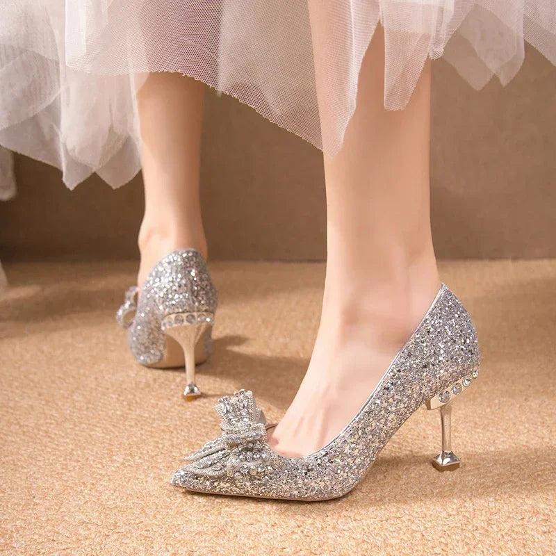 Women's Rhinestone High Heel Pumps | Luxury Wedding Shoes High Heel Pumps Axl