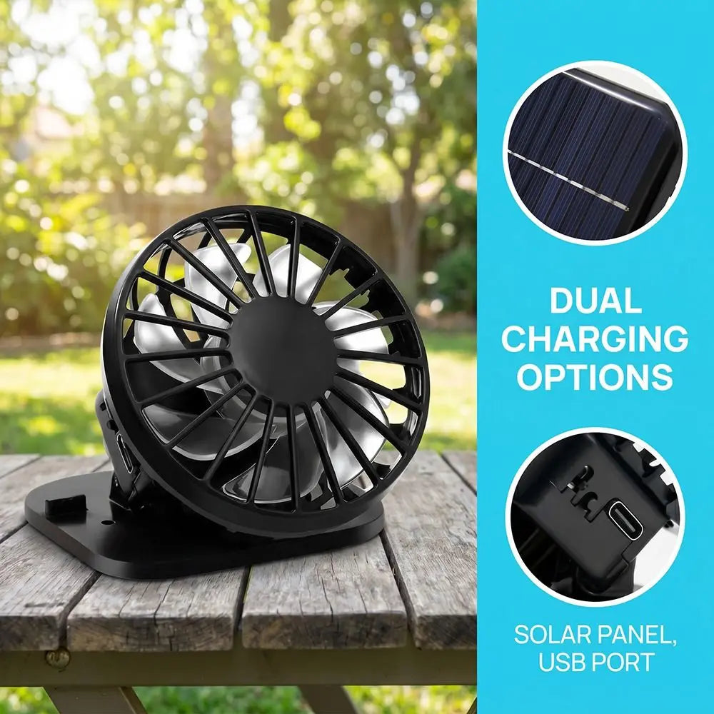 Mini Solar Powered Hat Fan – USB Rechargeable, 3 Speeds Portable Hat Fan Axl