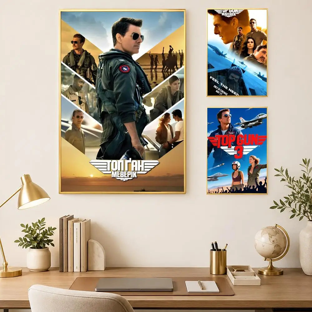 Top Gun Movie Poster – Self-Stick HD PVC Waterproof Wall Art Movie Wall Poster Axl