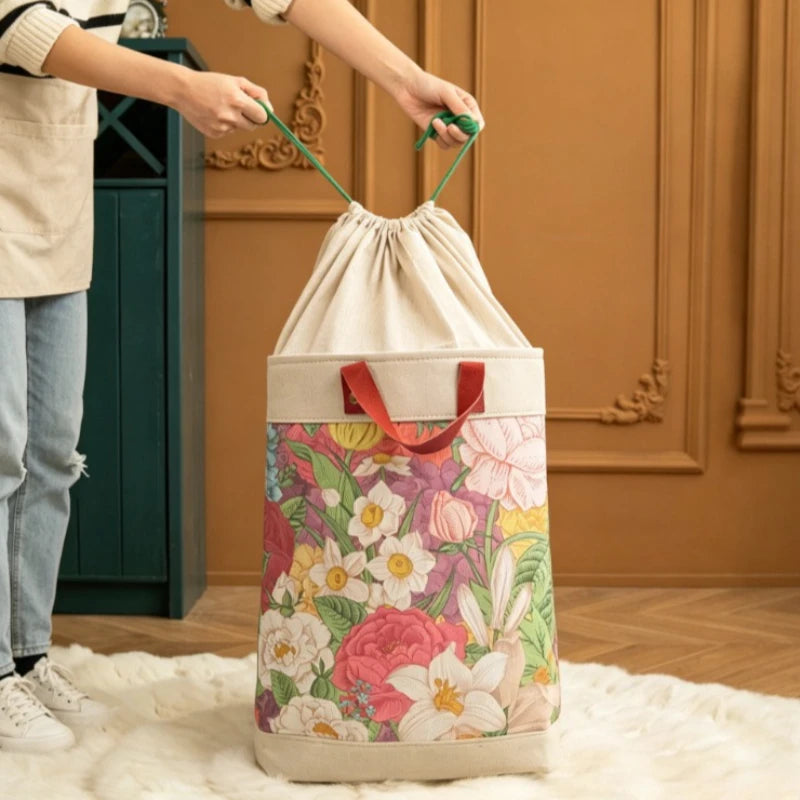Foldable Cotton Linen Storage Basket – Large Laundry Organizer Storage Basket Axl