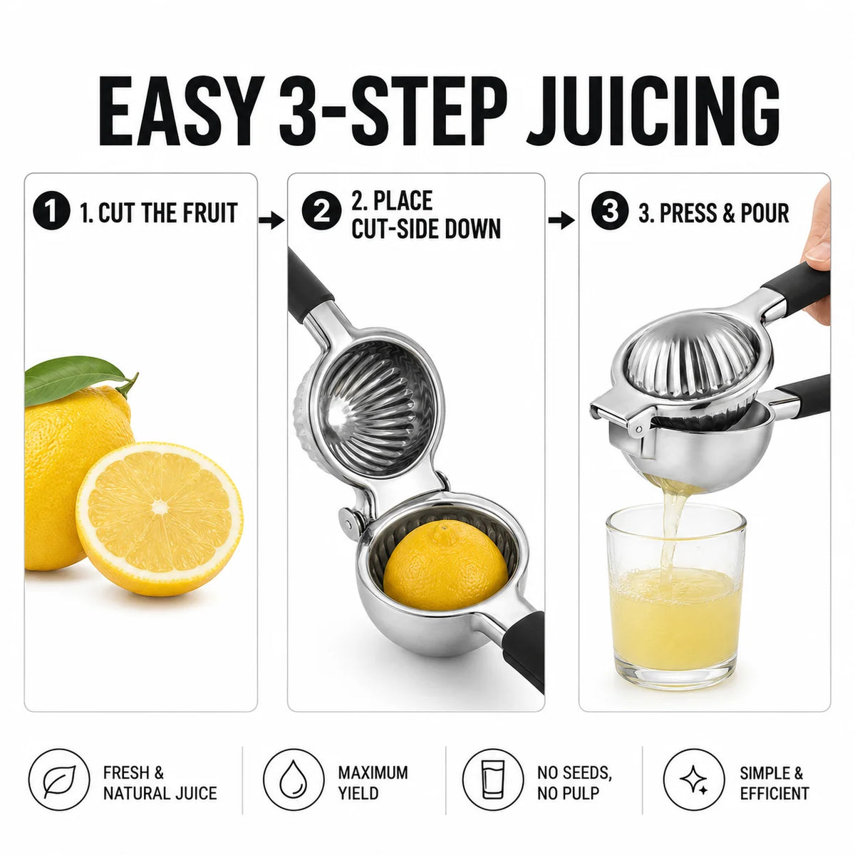 Uwhise Stainless Steel Lemon Squeezer & Manual Citrus Juicer Manual Citrus Juicer Axl