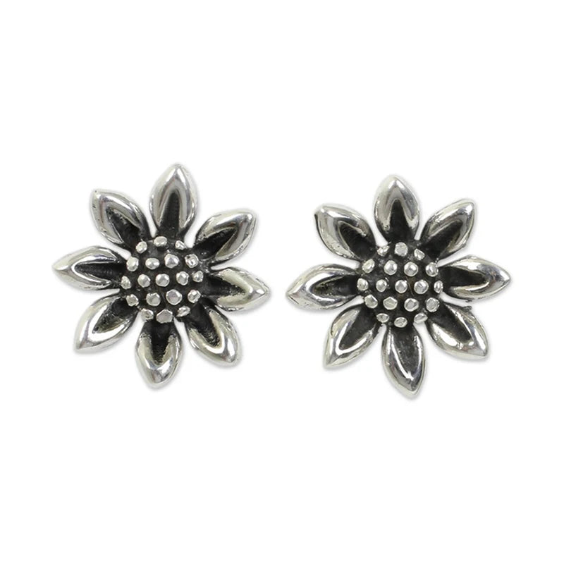 Huitan Vintage Sunflower Stud Earrings – Dainty Floral Studs Stud Earrings Axl