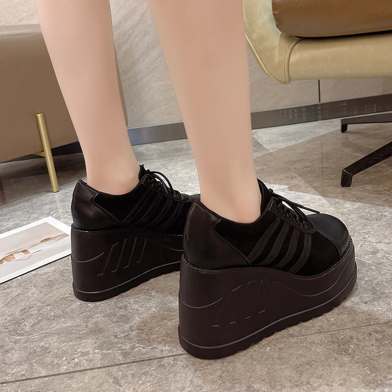 Women's Goth Platform Wedge Pumps | Black Lace-Up Sizes 35–43 Platform Wedge Pumps Axl