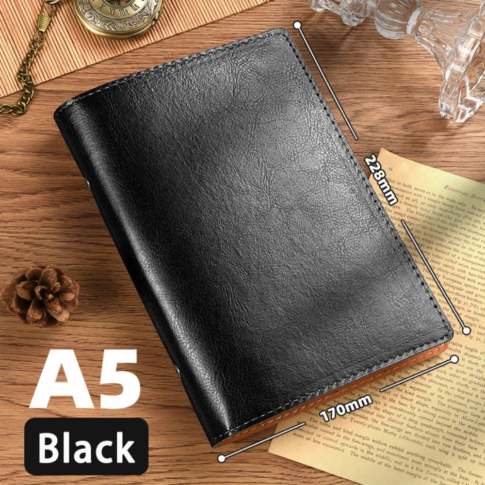A5/A6 Loose-Leaf PU Leather Notebook – Travel Journal & Diary Loose-Leaf Notebook Axl Black A5 Shell