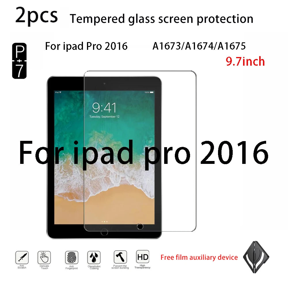 2-Pack Tempered Glass Screen Protector for iPad Pro 13 & 11 Tablet Screen Protector Axl for pro2016 9.7inch