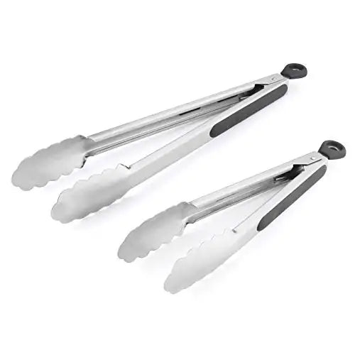 BBQ Tongs Set 9 & 12 Inch – Stainless Steel Silicone Food Clips BBQ Cooking Tongs Axl