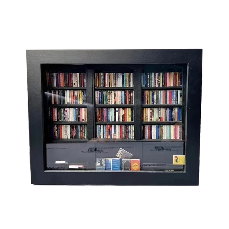 Miniature Wooden Bookshelf Ornament with 200 Mini Books Miniature Bookshelf Ornament Axl A7