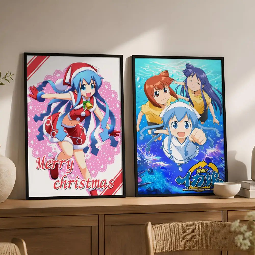 Anime Squid Girl Waterproof PVC Peel-and-Stick Wall Poster Anime Wall Poster Axl