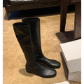 Women's Gothic Punk Knee-High Boots – Slip-On Split Leather Knee-High Boots Axl Black plush 37