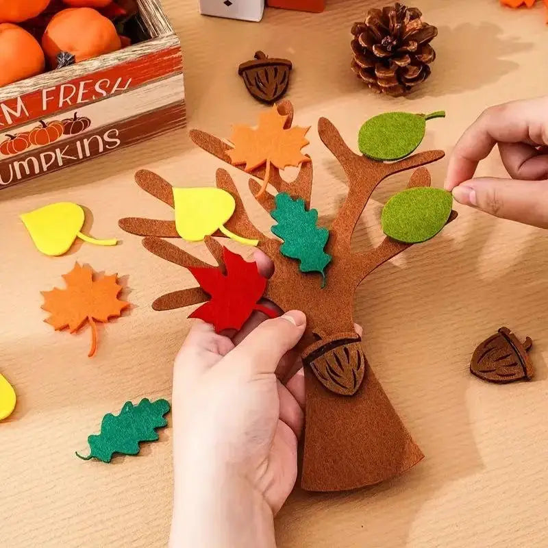96 Pcs DIY Felt Tree Kit – Autumn Thanksgiving Wall Décor DIY Craft Kit Axl