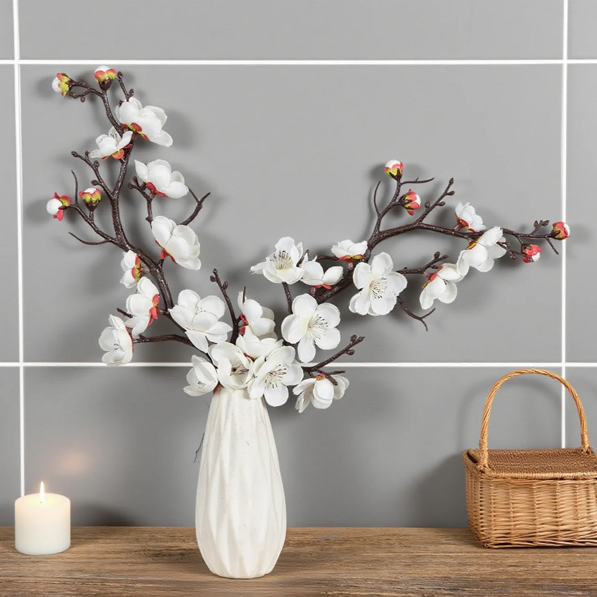 Silk Artificial Plum Blossom Branch – Wedding & Home Decor Artificial Floral Branch Axl