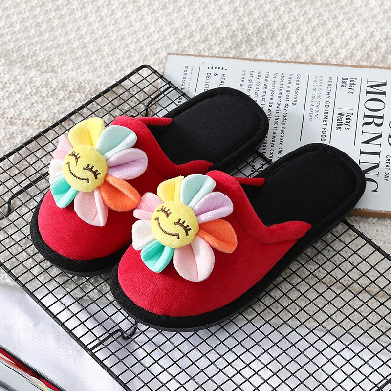 Women's Sunflower House Slippers – Non-Slip Flat Indoor Slipper Women's House Slippers Axl Red 38-39