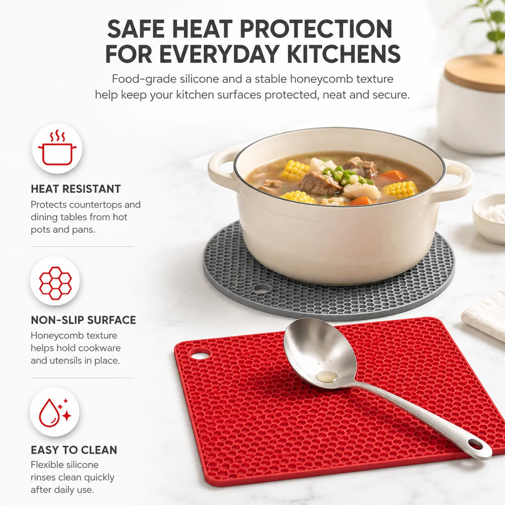 2-Pack Silicone Trivet Mats – Heat Resistant Non-Slip Pot Holders Silicone Trivet Mats Axl