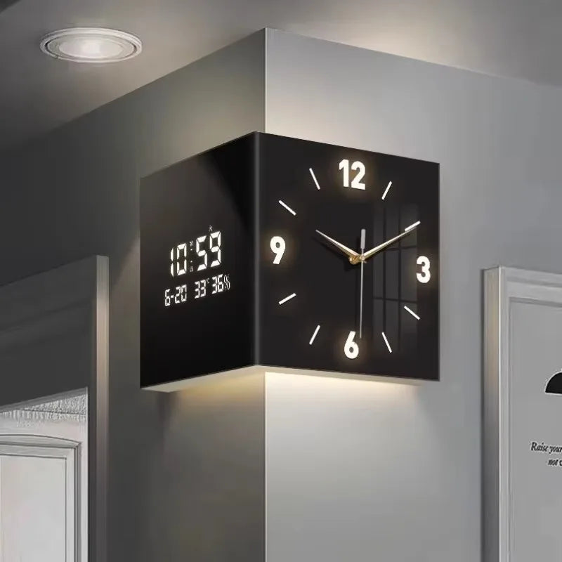 Double-Sided Nordic Silent Corner Wall Clock | 40cm Quartz Wall Clock Axl