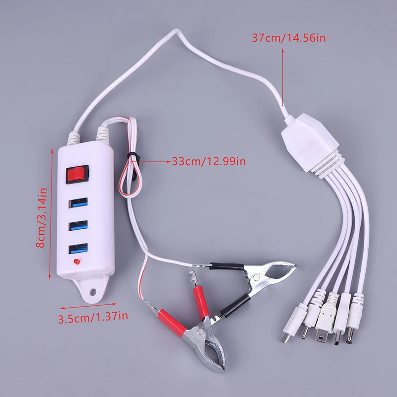 3-Port USB Clip Charger with Switch | Universal Battery Charger USB Clip Charger Axl