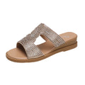 Women's Rhinestone Flat Slippers – Gladiator Summer Shoes Women's Flat Slippers Axl 36 Gold