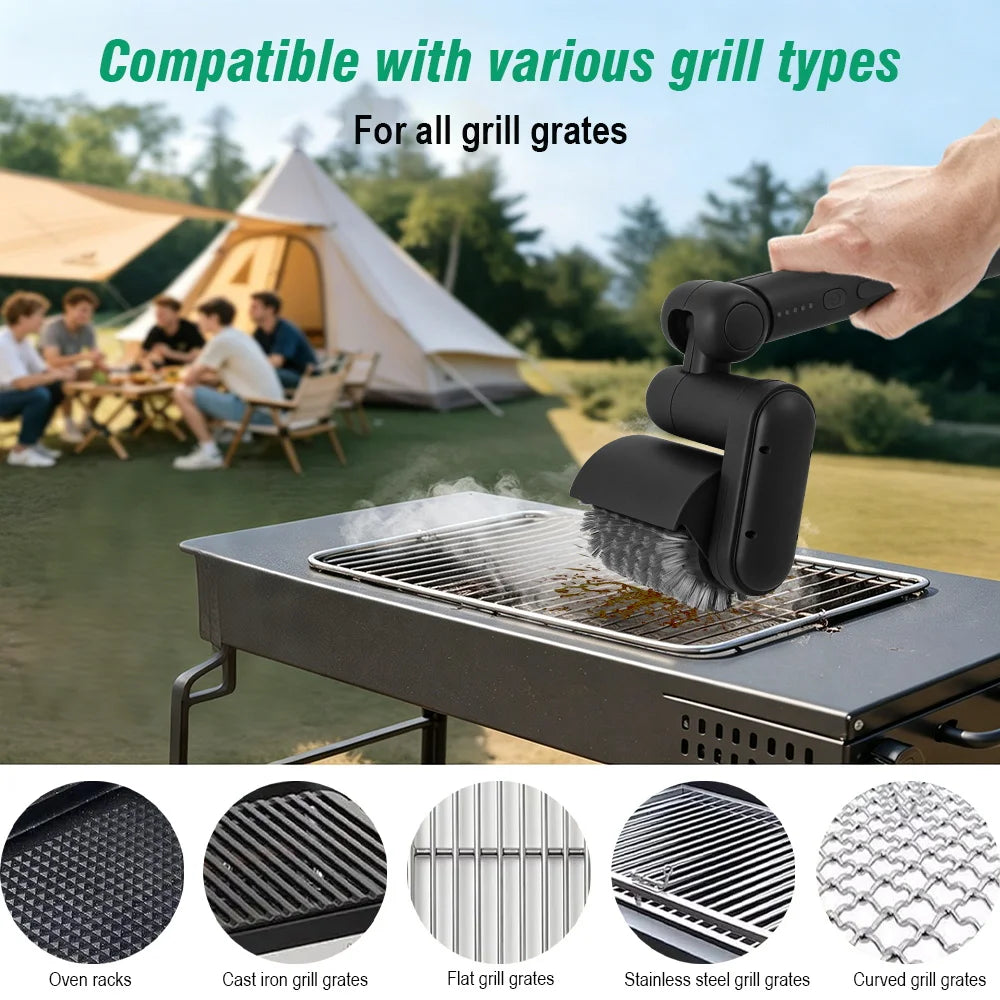 Electric BBQ Grill Cleaner Brush – 3 Heads, 4000mAh Cordless Electric Grill Brush Axl