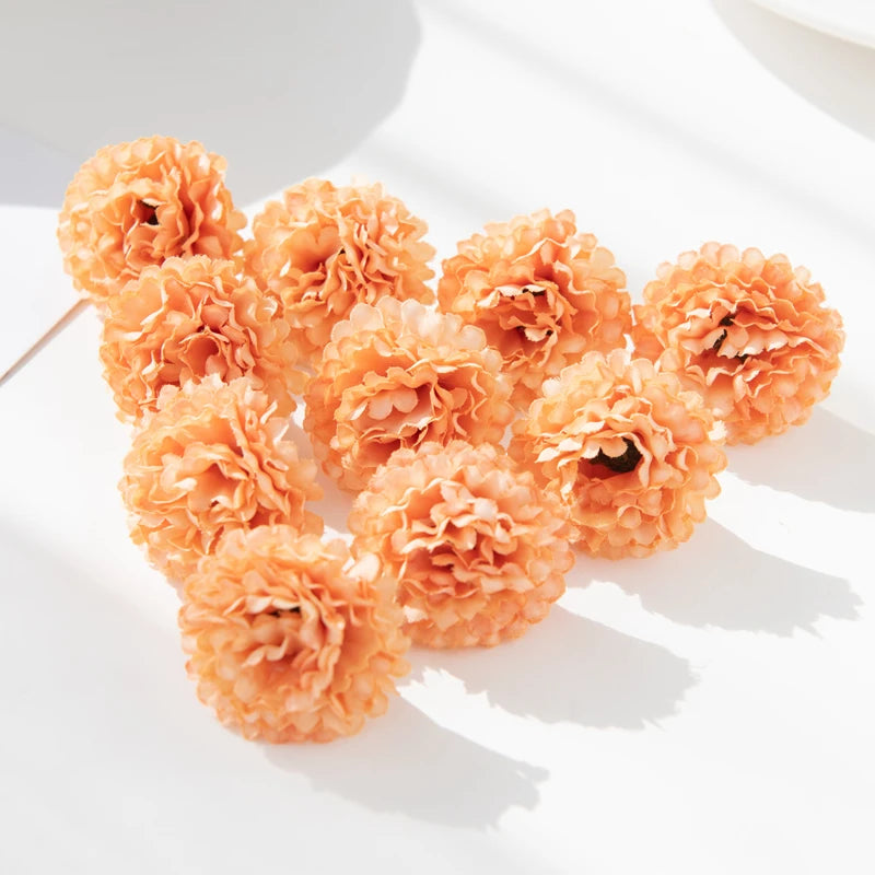 10 Mini Silk Carnation Artificial Flowers – Crafts & Home Decor Artificial Flowers Axl Orange