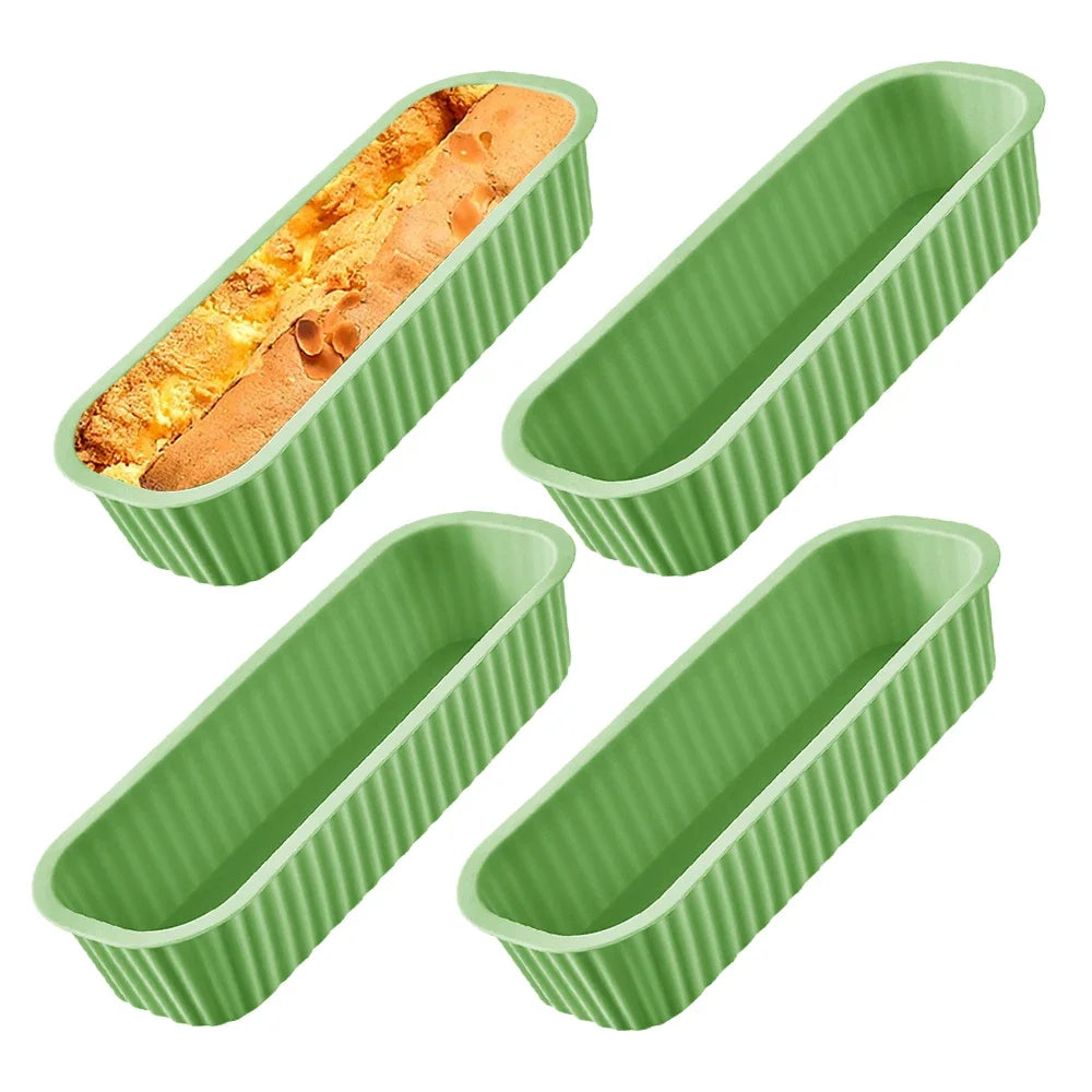 Mini Silicone Loaf Pans – Non-Stick Bread, Cake & Brownie Molds Silicone Baking Mold Axl 4Pcs Green-78856