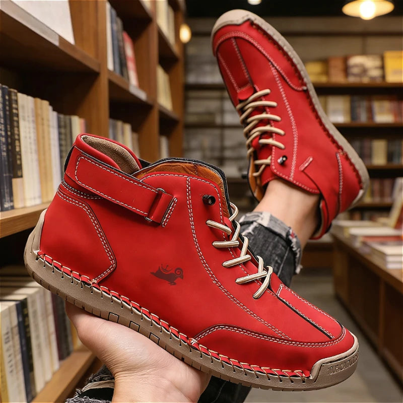 ZULIWAGN Men's Vintage Leather Lace-Up Casual Shoes | Non-Slip Men's Casual Shoes Axl
