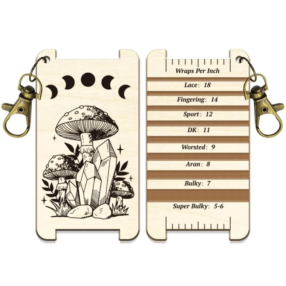 Wood Yarn WPI Gauge – Moon Phase Mushroom Spinning Card & Diz Yarn WPI Gauge Axl AECH04-18754