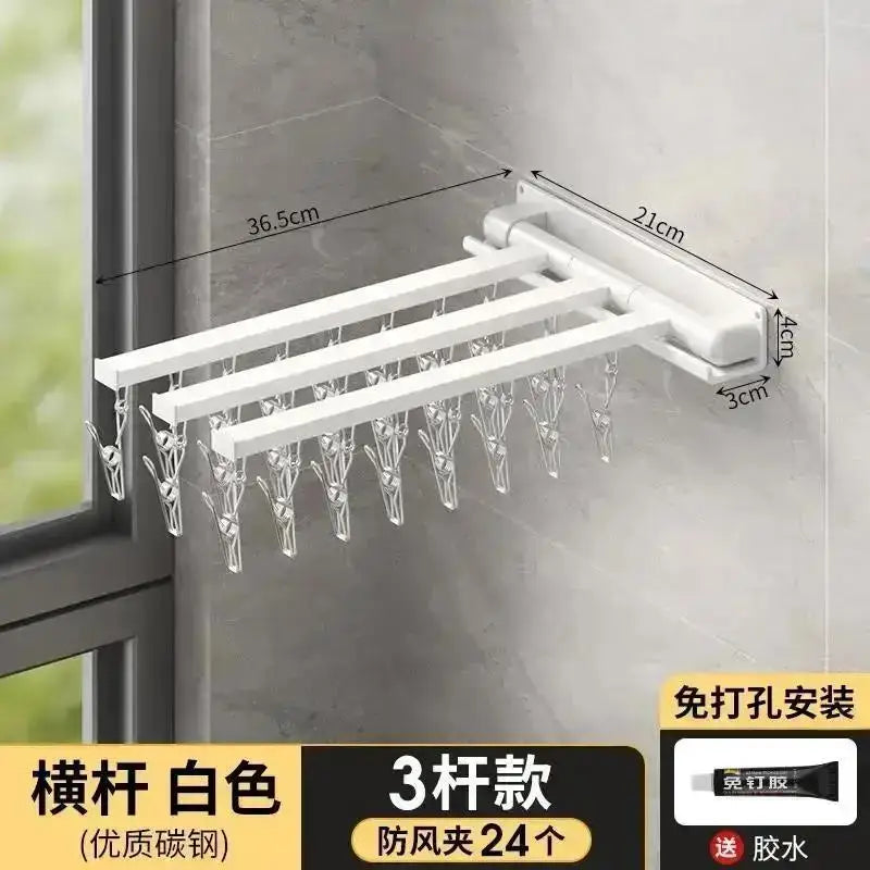 Folding Wall-Mounted Drying Rack – Punch-Free Multi-Use Folding Drying Rack Axl A-White-3