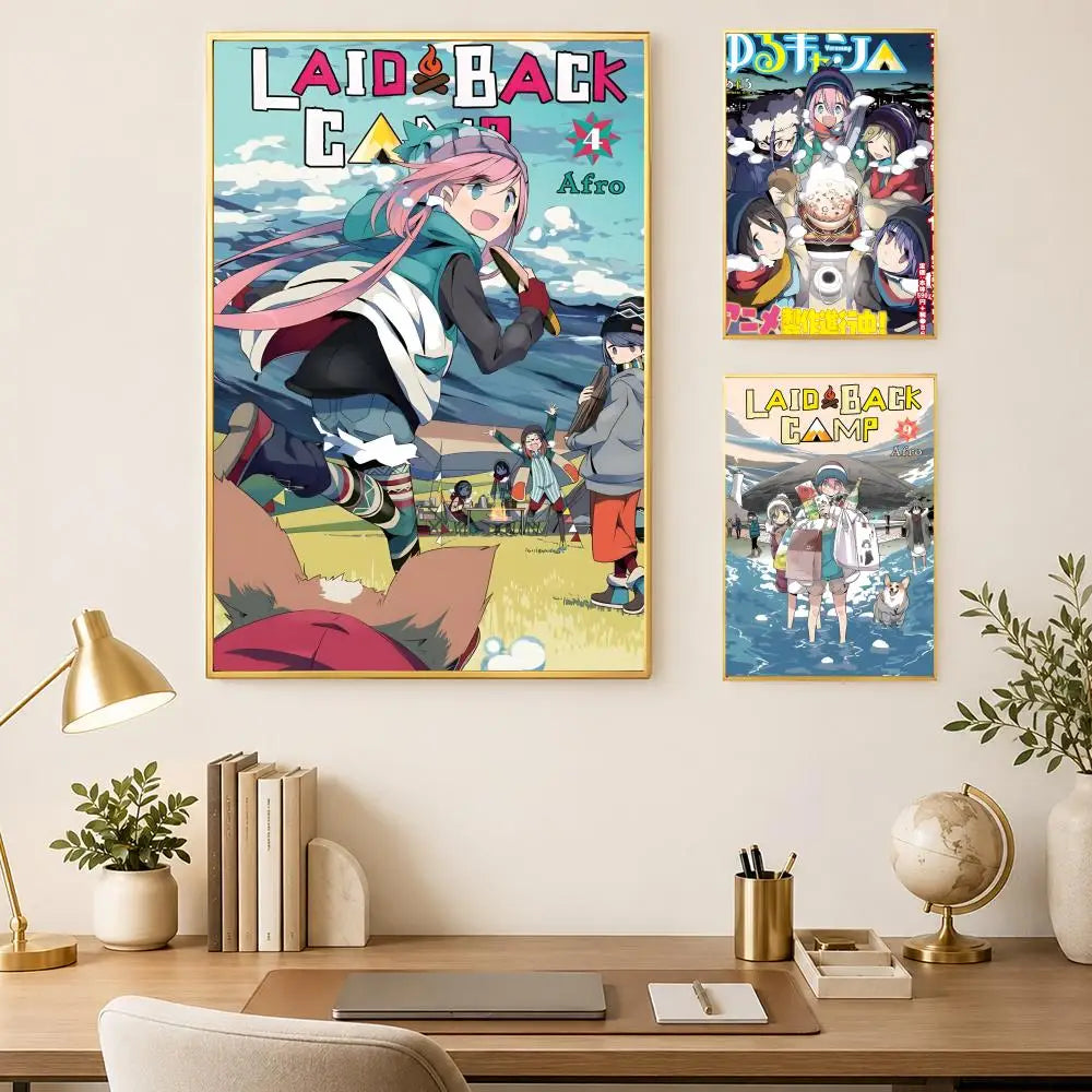 Laid-Back Camp Anime Poster – HD Self-Stick PVC Wall Art Anime Wall Poster Axl