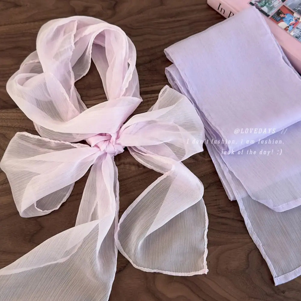 Women's Long Chiffon Scarf – Elegant Silk-Style Neckerchief Chiffon Neck Scarf Axl