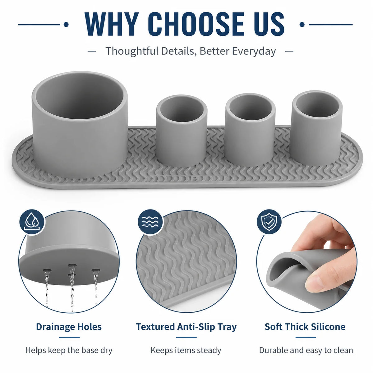 Silicone Toothbrush Holder – Bathroom Countertop Organizer Toothbrush Holder Axl