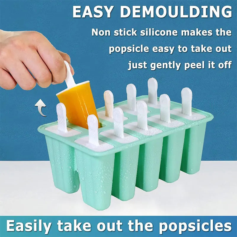 BPA-Free Silicone Popsicle Molds 6/10 Cavity Ice Pop Maker Ice Pop Mold Set Axl