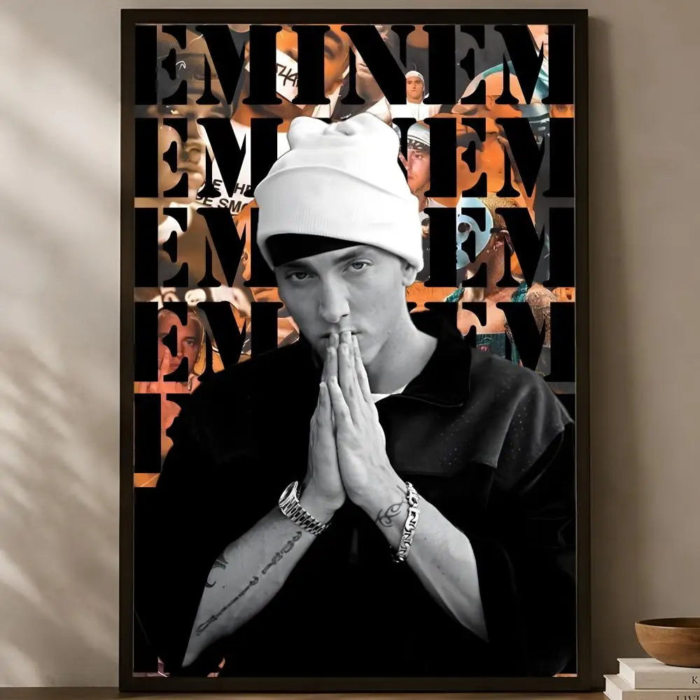 Eminem HD PVC Self-Stick Wall Poster – Waterproof Music Decor Wall Art Poster Axl White10 15X20cmNoframe