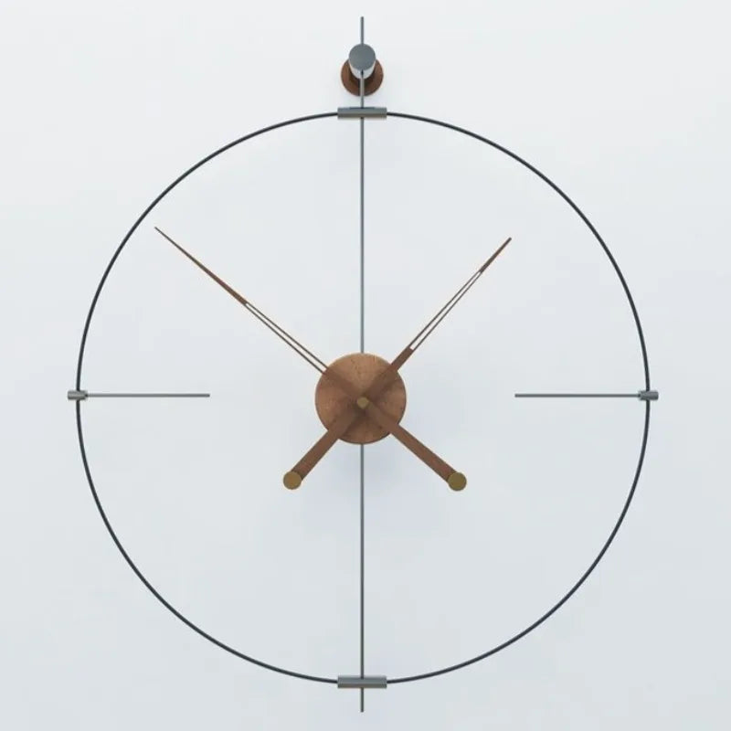 Nordic Large Silent Wall Clock – Minimalist Modern Home Decor Wall Clock Axl Walnut-With Scale 63X75CM