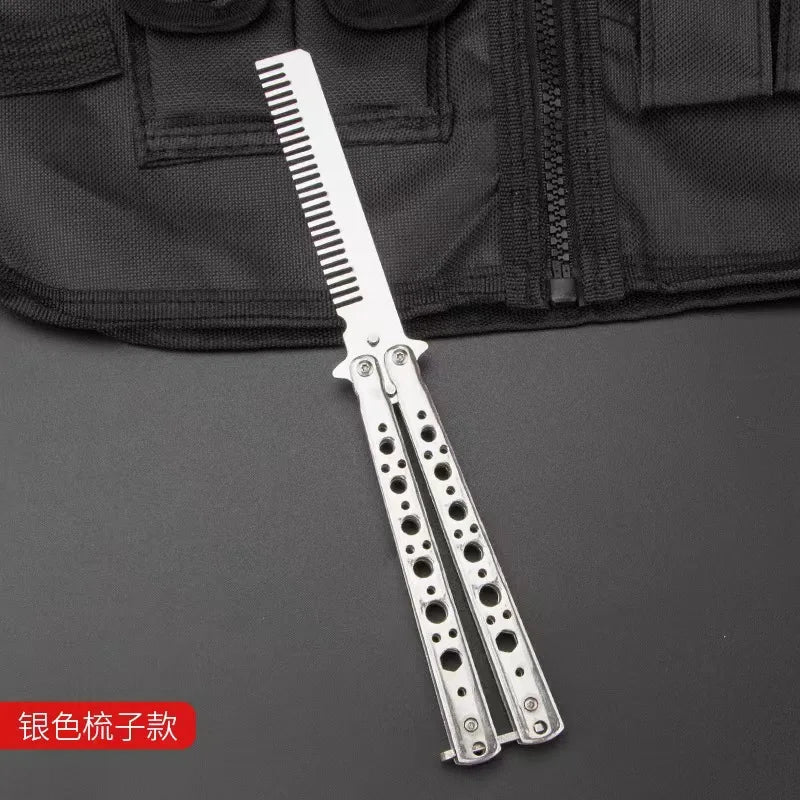 Stainless Steel Butterfly Comb – Folding Practice Comb for Men Folding Butterfly Comb Axl B