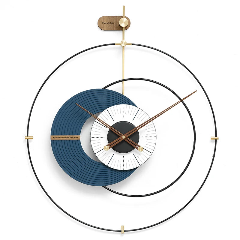 Large 3D Wood Wall Clock – 60cm Silent Quartz Home Decor Wood Wall Clock Axl Blue 60CM