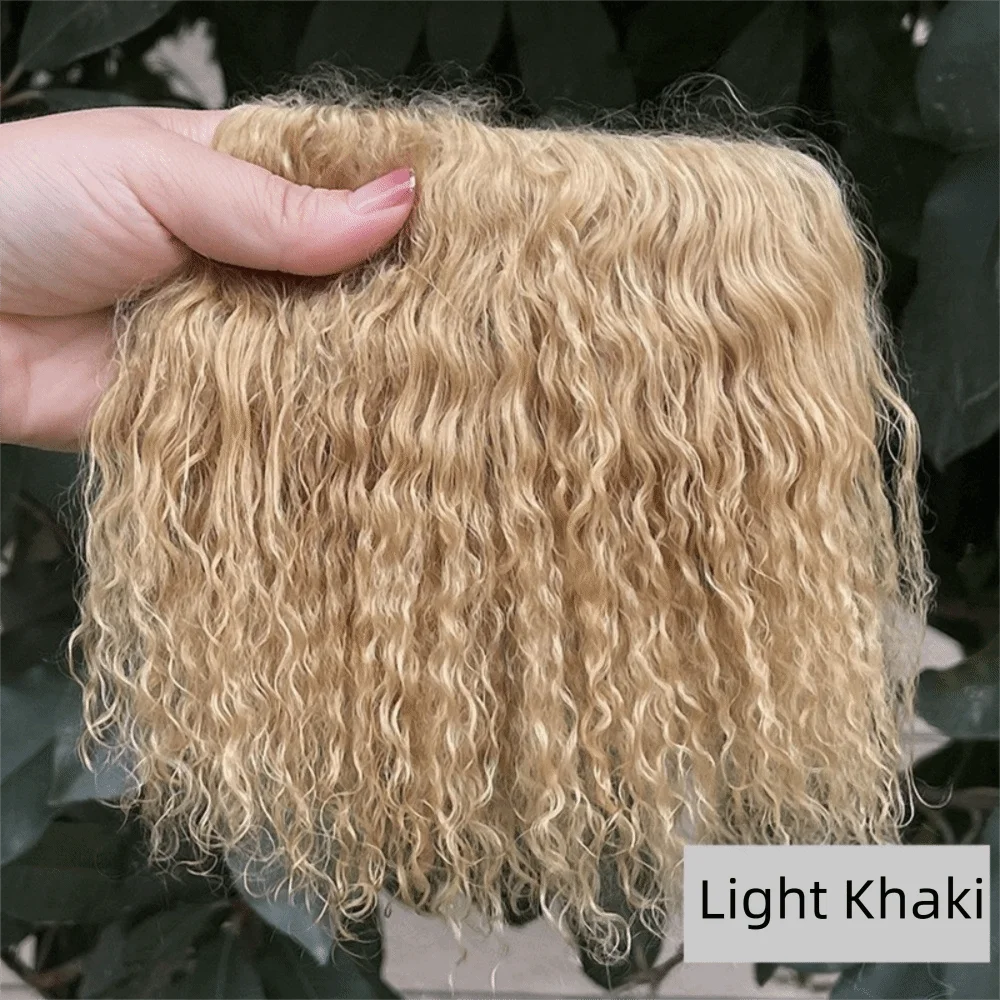 Curly Mohair Hair Wefts for BJD OB11 Blythe & Reborn Dolls Doll Hair Wefts Axl Light Khaki